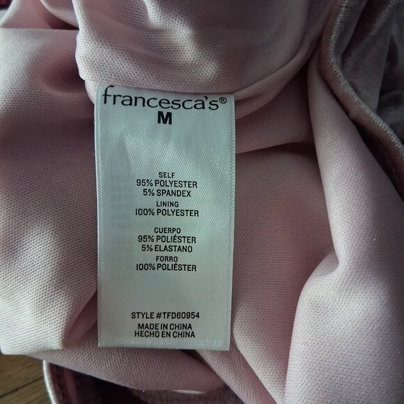 Francesca's NWT Women's Size M Rose Pink Stacy Square Neck Velvet Bodysuit - Picture 6 of 12